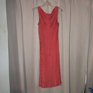 Jones New York Coral Polka Dot Midi Dress